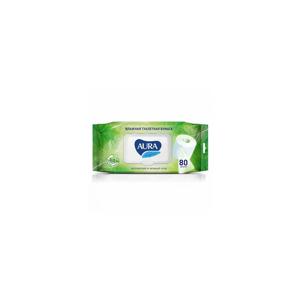 Фото Туалетная бумага влажная Aura Ultra Comfort 80шт Фото Туалетная бумага влажная Aura Ultra Comfort 80шт