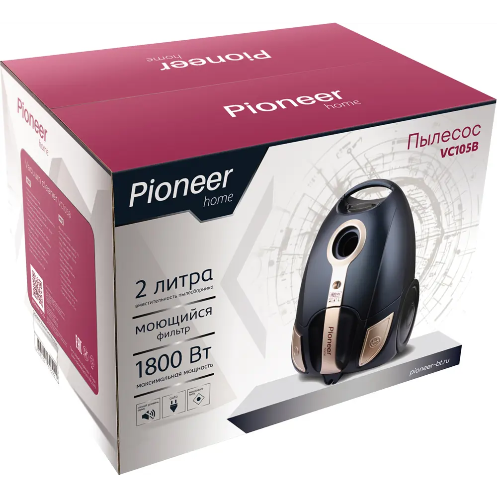 Фото 6 Пылесос Pioneer VC105B 1800 Вт 2 л