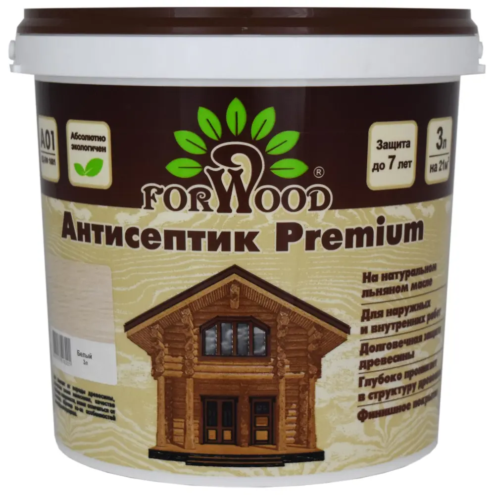 Фото Антисептик FORWOOD PREMIUM 4607017516201 цвет белый 3 л Фото Антисептик FORWOOD PREMIUM 4607017516201 цвет белый 3 л