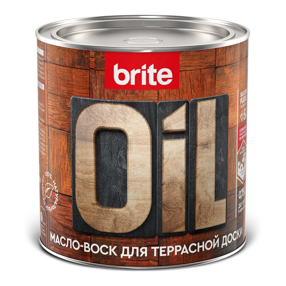Фото Масло-воск Brite flexx для террасной доски бесцветный 0.75л Фото Масло-воск Brite flexx для террасной доски бесцветный 0.75л
