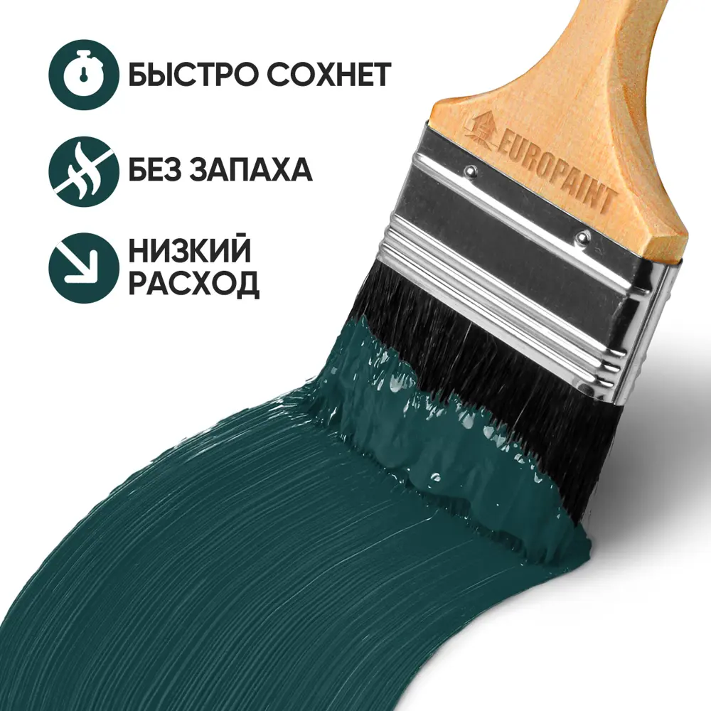 Фото 2 Краска фасадная EUROPAINT В_ЛМ_1111_ГЗ4 3 л цвет глубокий зеленый