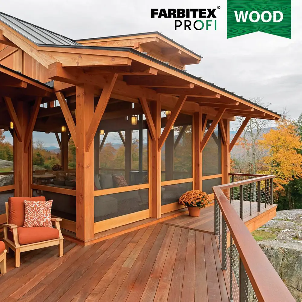 Фото 4 Лазурь акриловая для дерева защитно-красящая FARBITEX ПРОФИ WOOD 4300007756 орегон 5 л Фото 4 Лазурь акриловая для дерева защитно-красящая FARBITEX ПРОФИ WOOD 4300007756 орегон 5 л