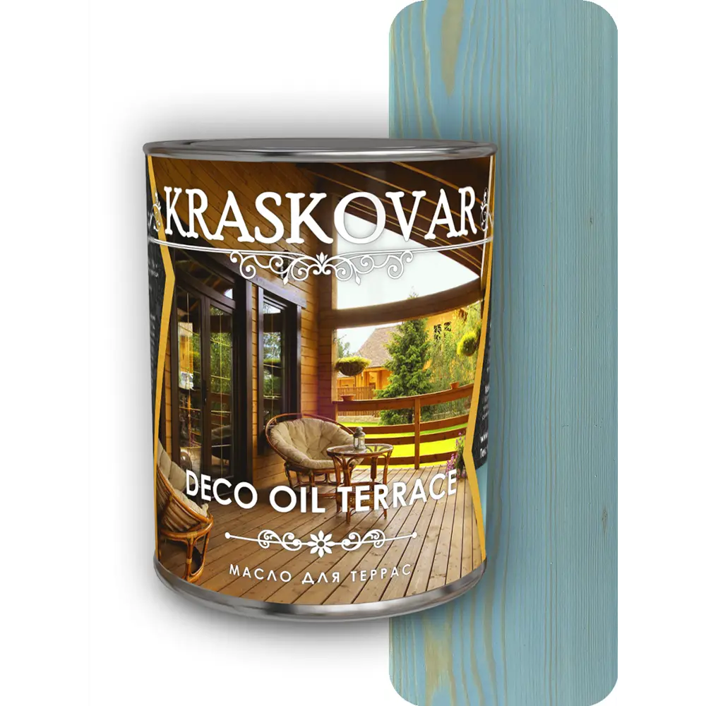 Фото Масло для террас Kraskovar Deco Oil Terrace волна 0.75л Фото Масло для террас Kraskovar Deco Oil Terrace волна 0.75л