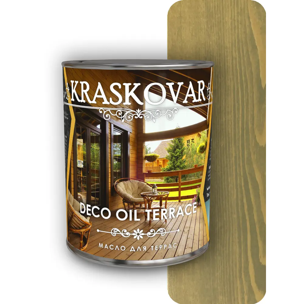 Фото Масло для террас Kraskovar Deco Oil Terrace бамбук 0.75л Фото Масло для террас Kraskovar Deco Oil Terrace бамбук 0.75л