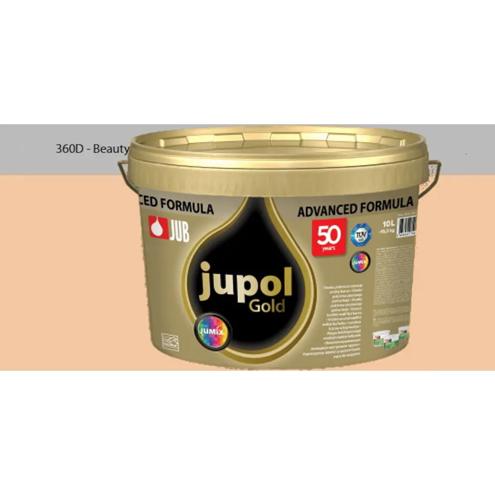 Фото Краска для стен и потолков высокоукрывистая моющаяся Jub Jupol Gold 1009806 цвет 360d бежевый 2 л Фото Краска для стен и потолков высокоукрывистая моющаяся Jub Jupol Gold 1009806 цвет 360d бежевый 2 л