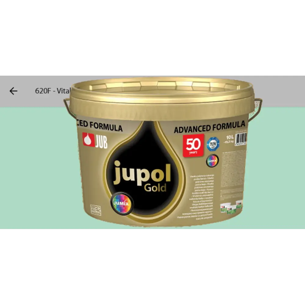 Фото Краска для стен и потолков высокоукрывистая моющаяся Jub Jupol Gold 1009806 цвет 620f зеленый 2 л Фото Краска для стен и потолков высокоукрывистая моющаяся Jub Jupol Gold 1009806 цвет 620f зеленый 2 л