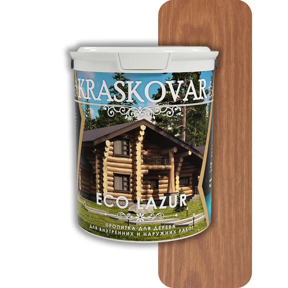 Фото Пропитка для дерева лессирующая Kraskovar Eco Lazur цвет рябина 0.9 л