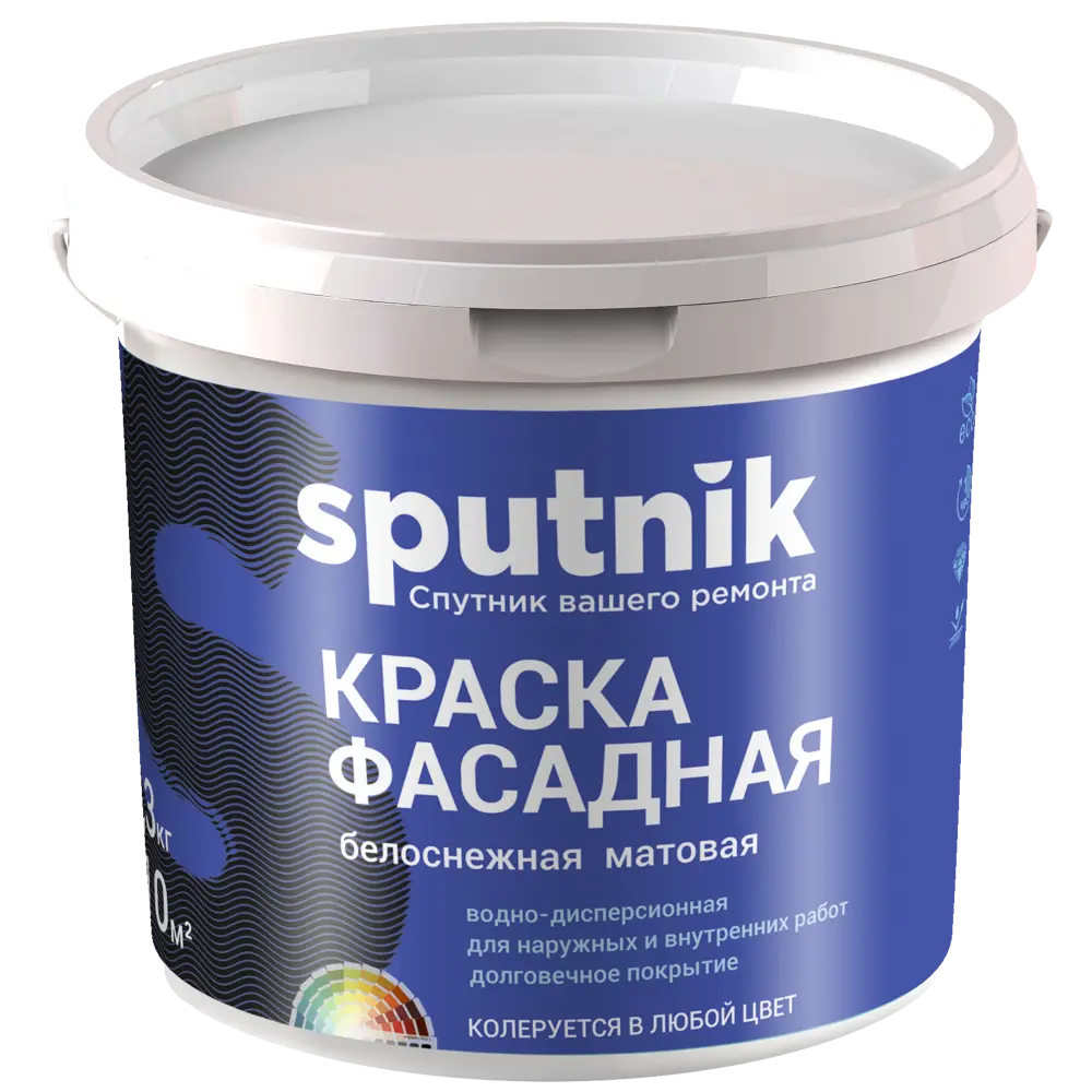 Фото Краска фасадная Спутник матовая цвет супер белый 1.3 кг Фото Краска фасадная Спутник матовая цвет супер белый 1.3 кг