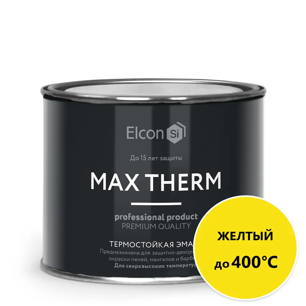 Фото Эмаль термостойкая ELCON 00-00002919 цвет желтый 0.5 л Фото Эмаль термостойкая ELCON 00-00002919 цвет желтый 0.5 л