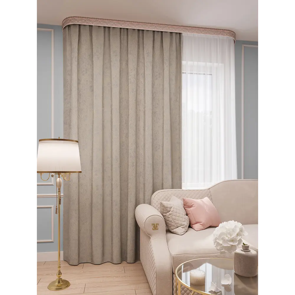 Фото Портьера Матрица Domlegrand 150x260 цвет серо-золотой Фото Портьера Матрица Domlegrand 150x260 цвет серо-золотой