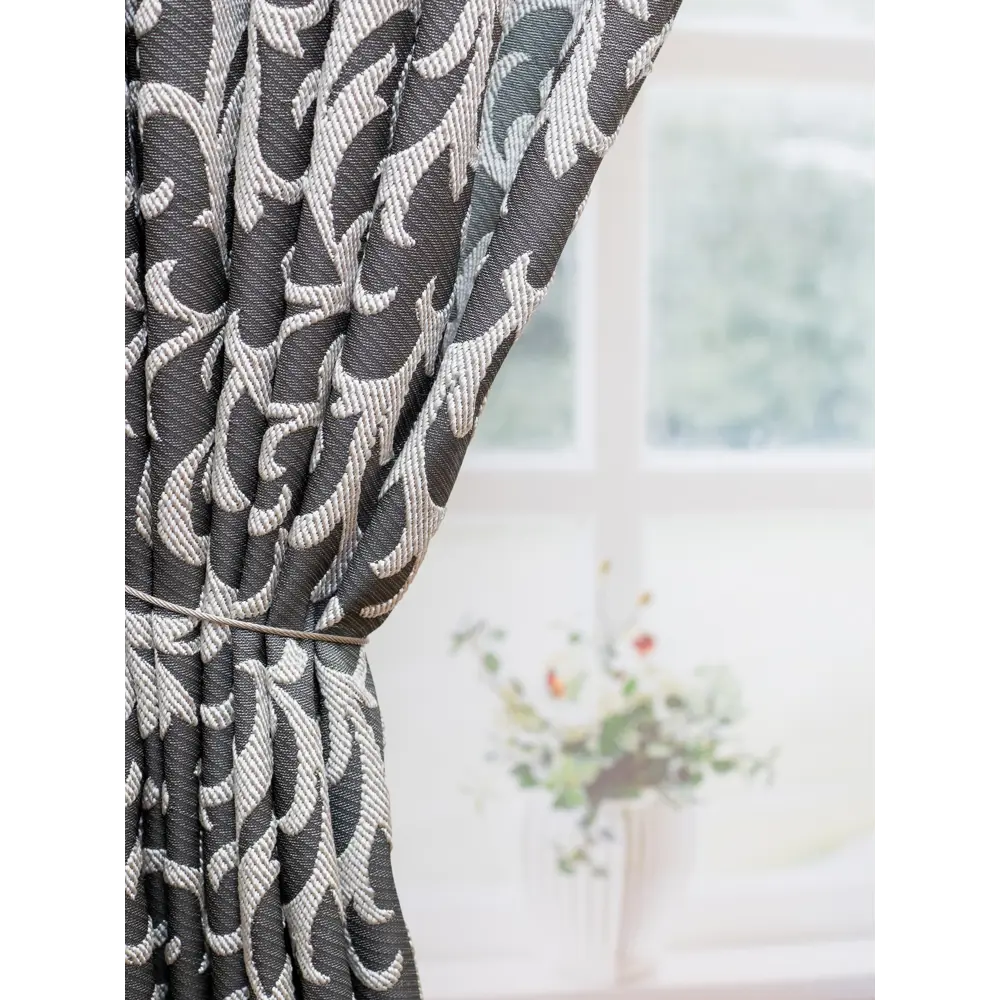 Фото 11 Штора жаккард Вензель 160x260 цвет черно-серый на шторной ленте , высота 260, ширина 160 Фото 11 Штора жаккард Вензель 160x260 цвет черно-серый на шторной ленте , высота 260, ширина 160