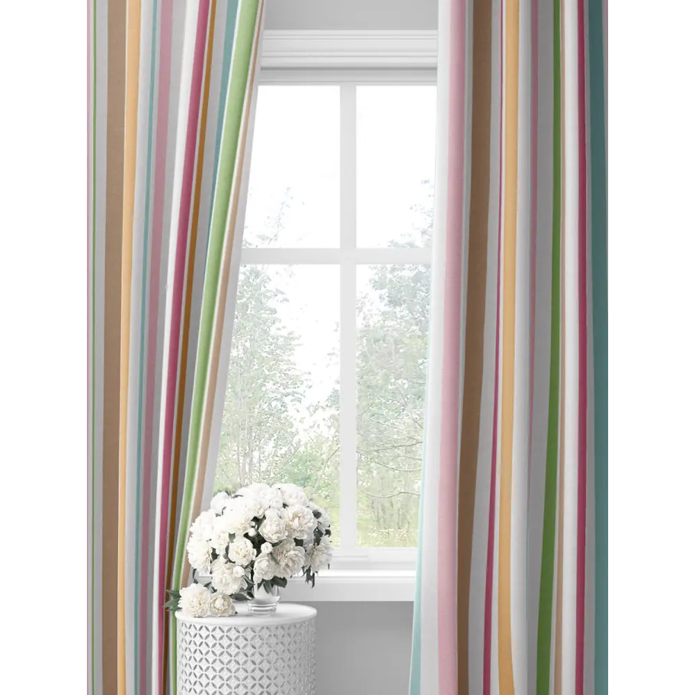 Фото Шторы на шторной ленте Decoracion В стильную полоску #33010104 145x275см цвет разноцветный и белый Фото Шторы на шторной ленте Decoracion В стильную полоску #33010104 145x275см цвет разноцветный и белый