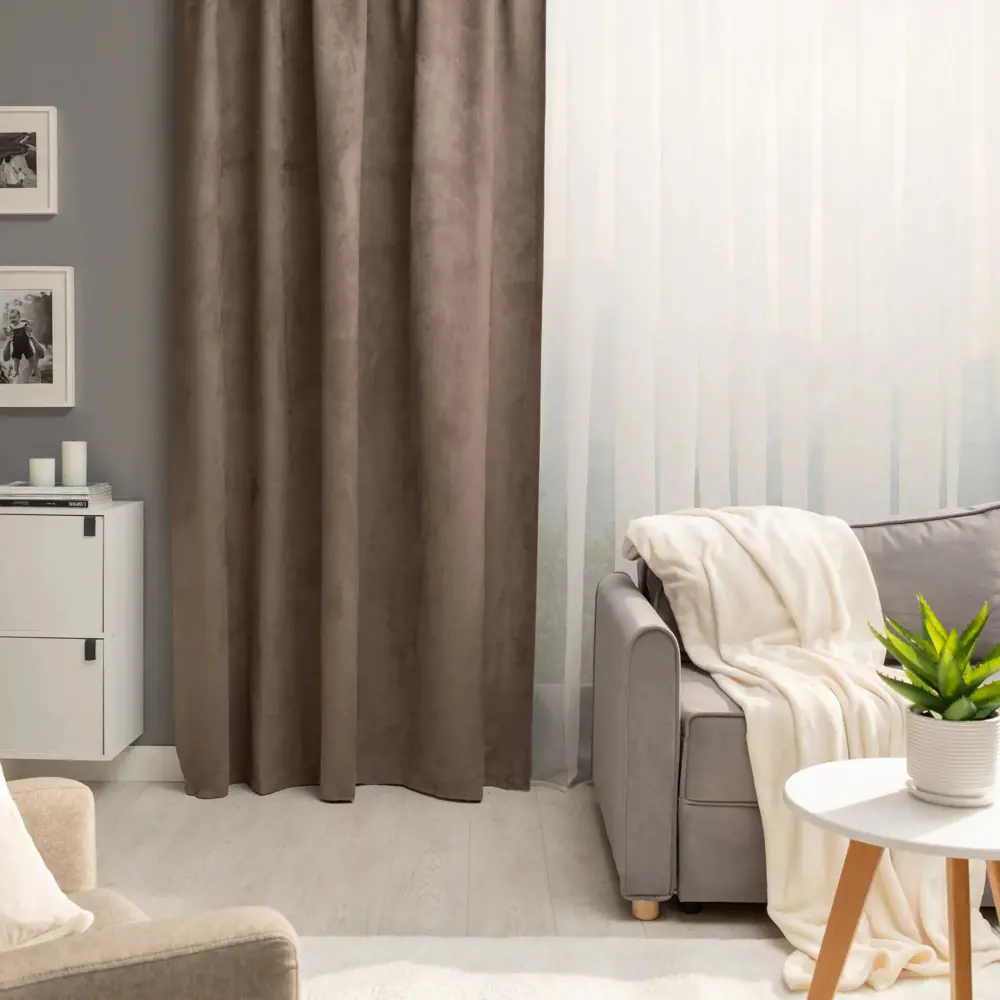 Фото Штора на ленте Inspire Manchester 200x260 Taupe серо-коричневый Фото Штора на ленте Inspire Manchester 200x260 Taupe серо-коричневый