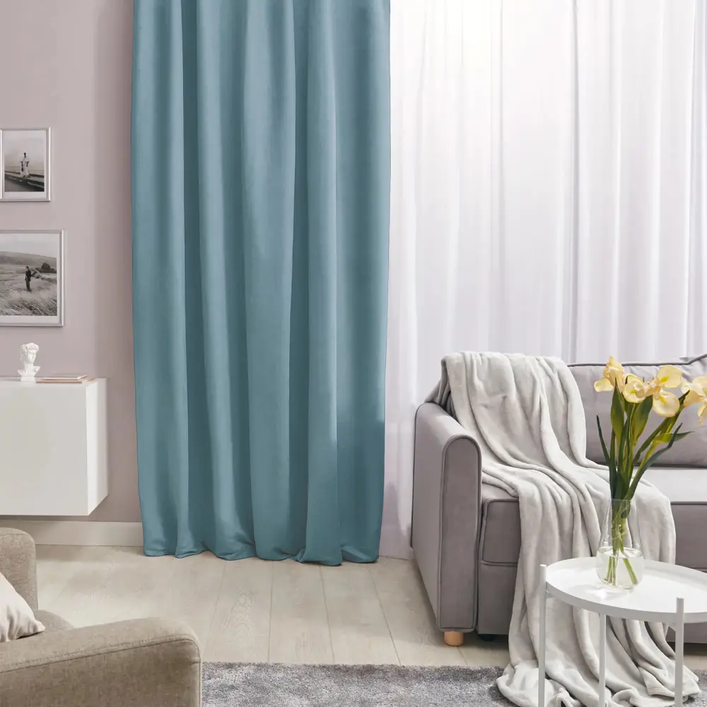 Фото Штора на ленте Inspire Manchester 140x260 Blue голубой Фото Штора на ленте Inspire Manchester 140x260 Blue голубой