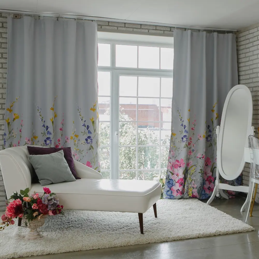 Фото Штора Этель 4292660 на шторной ленте, 265x250 см, цвет розовый