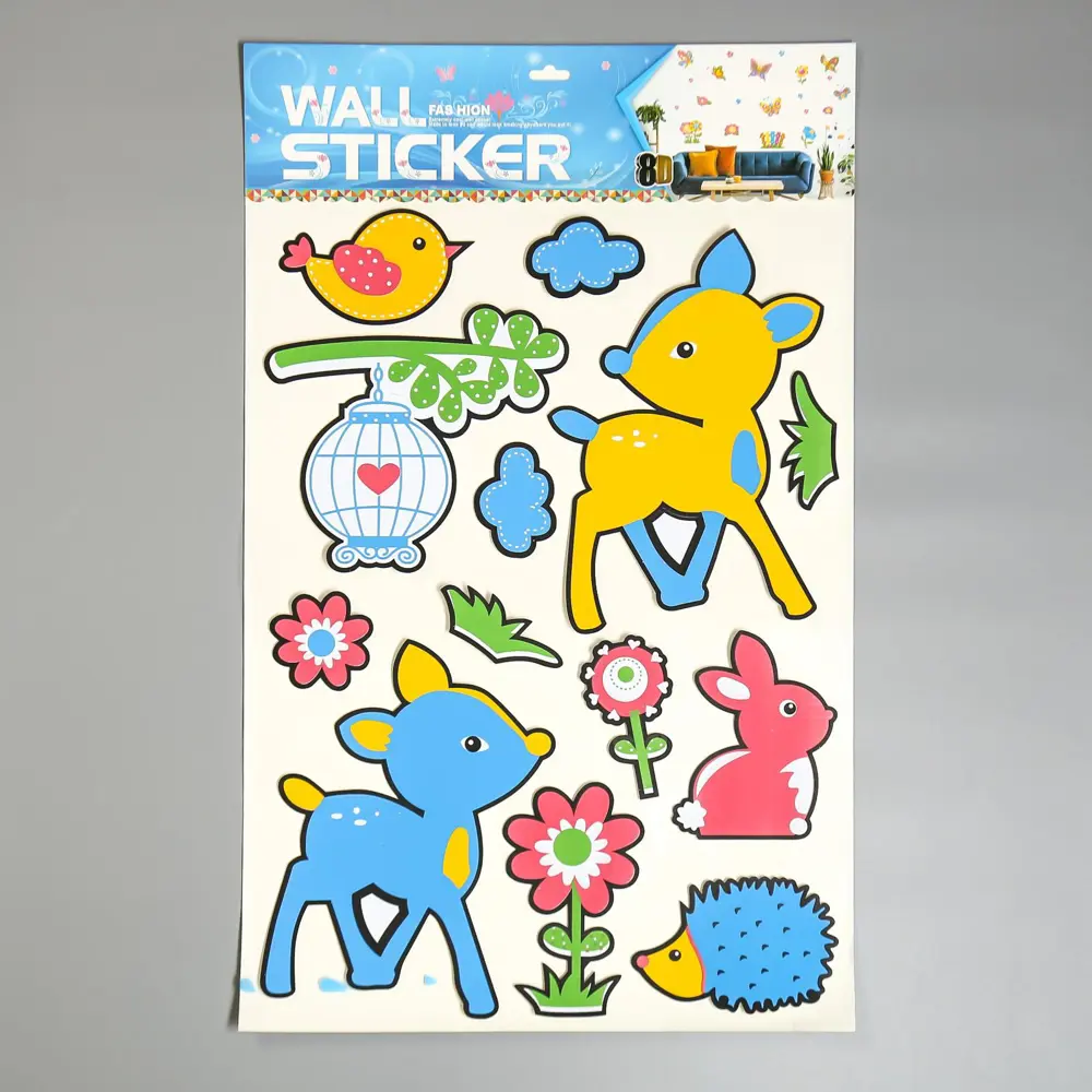 Фото 2 Наклейка интерьерная "Оленята на лужайке" 79x49 см