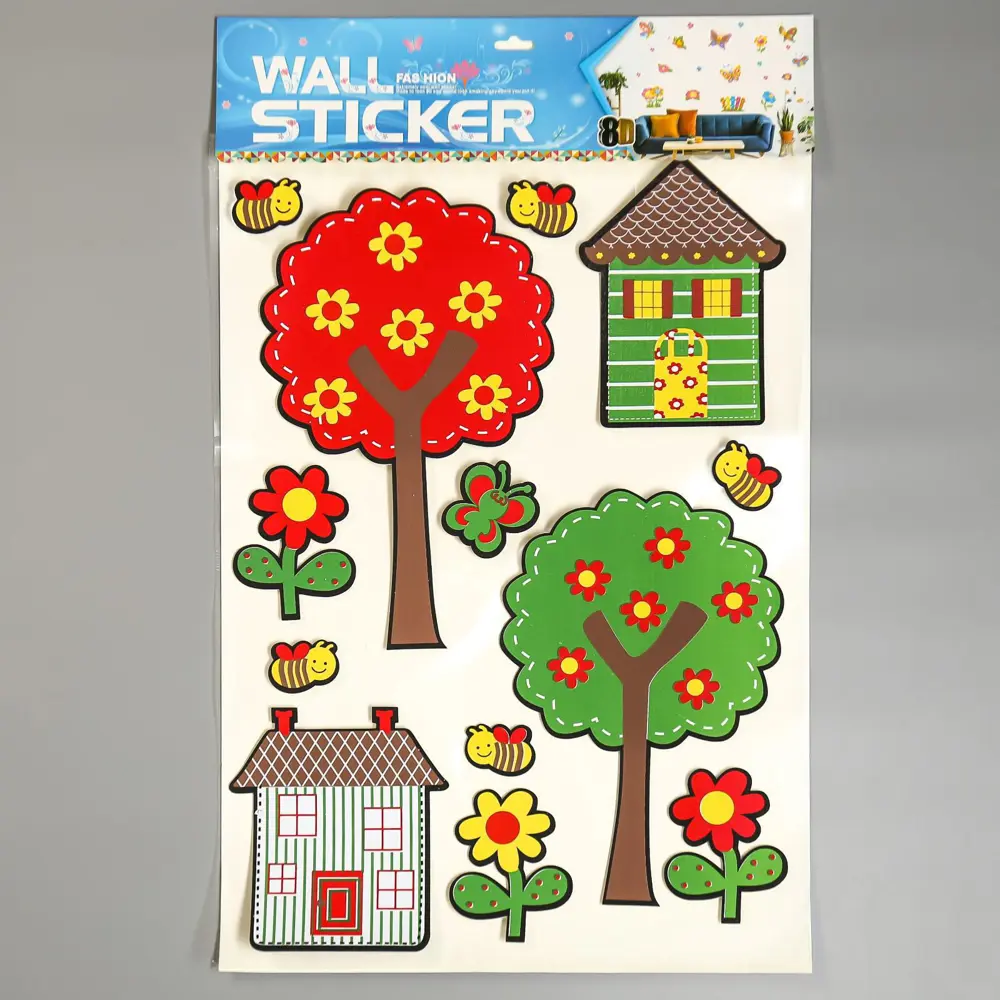 Фото 2 Наклейка интерьерная "Домики и деревья" 79x49 см