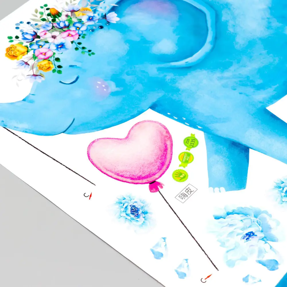 Фото 2 Наклейка интерьерная "Голубые слоны" 60x90 см