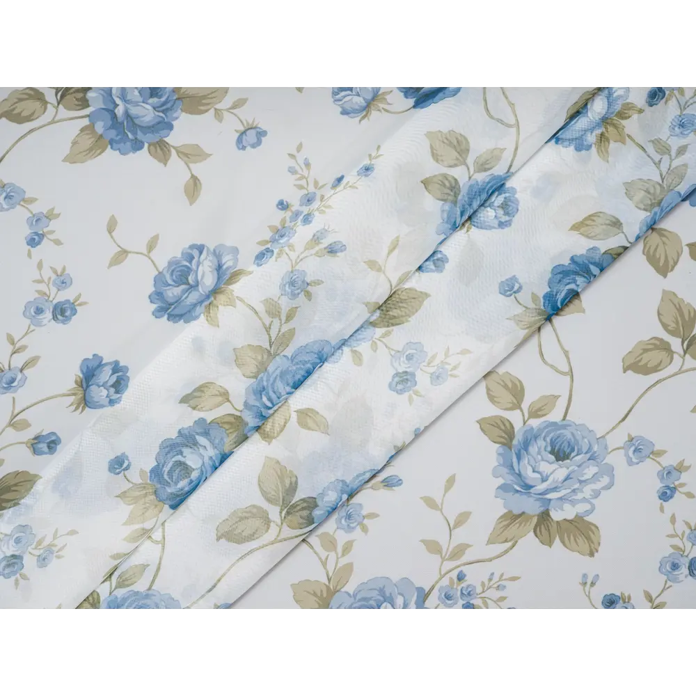 Фото 4 Тюль Розы YML1798 на шторной ленте 260x400 см, цвет голубой