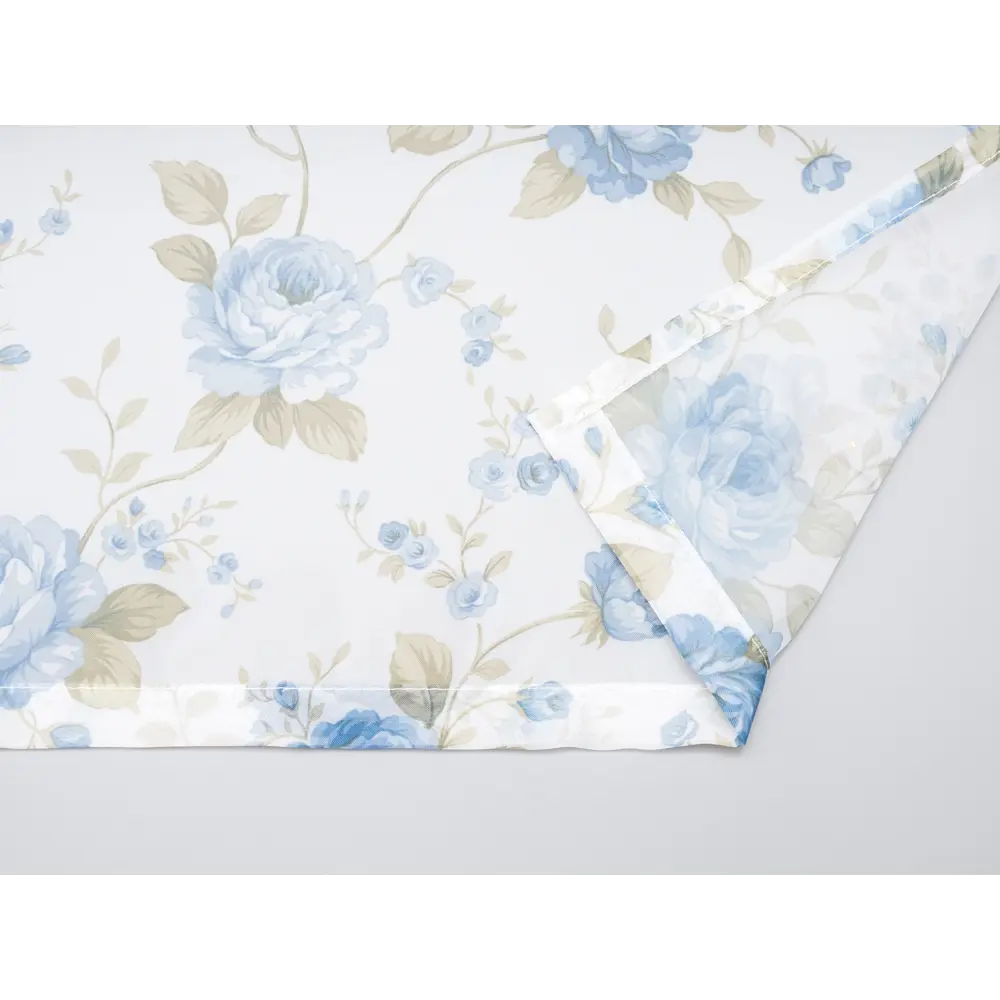 Фото 10 Тюль вуаль 500x270 принт цветы "Роза" цвет голубой, на шторной ленте Фото 10 Тюль вуаль 500x270 принт цветы "Роза" цвет голубой, на шторной ленте