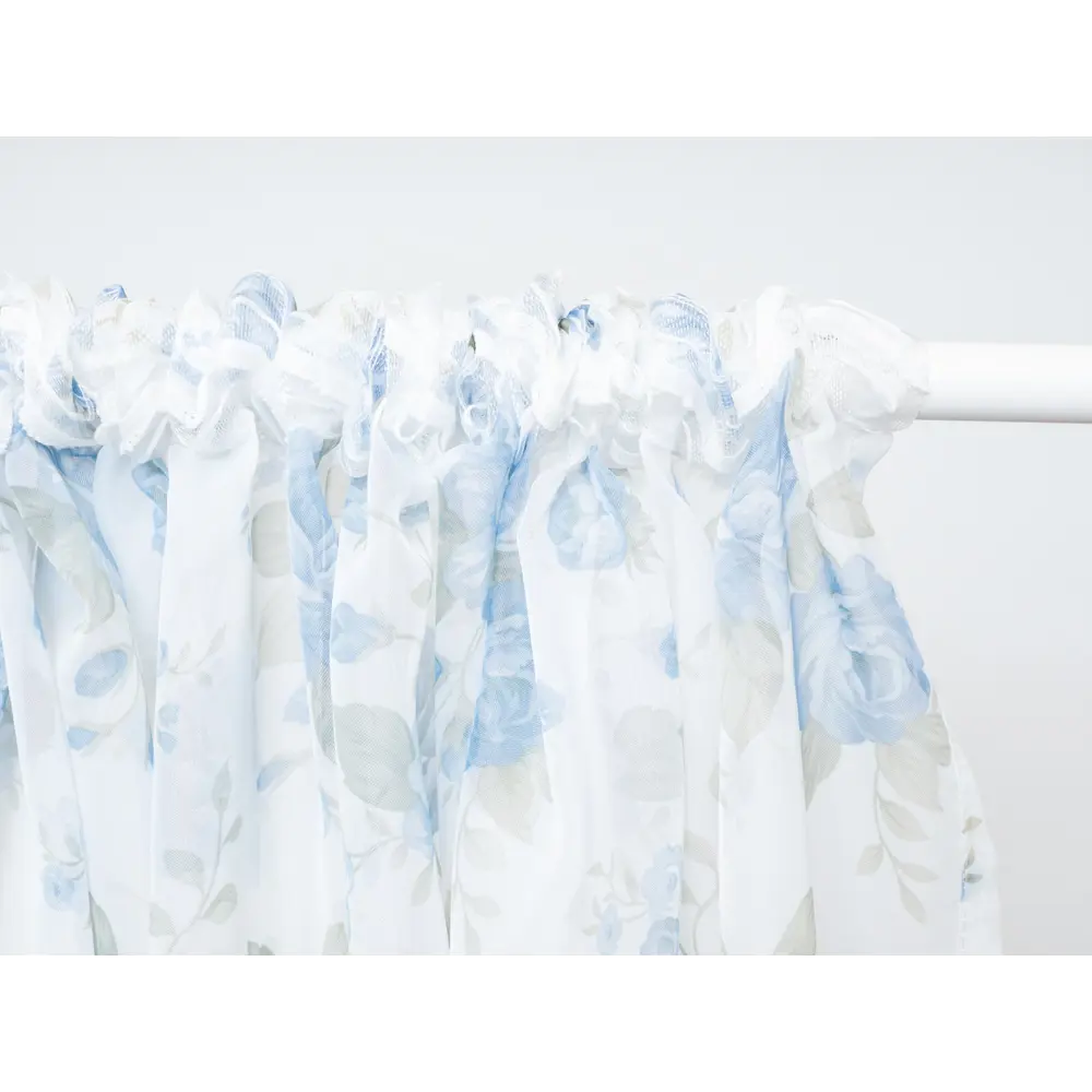 Фото 12 Тюль вуаль 200x180 принт цветы "Роза" цвет голубой, на шторной ленте Фото 12 Тюль вуаль 200x180 принт цветы "Роза" цвет голубой, на шторной ленте