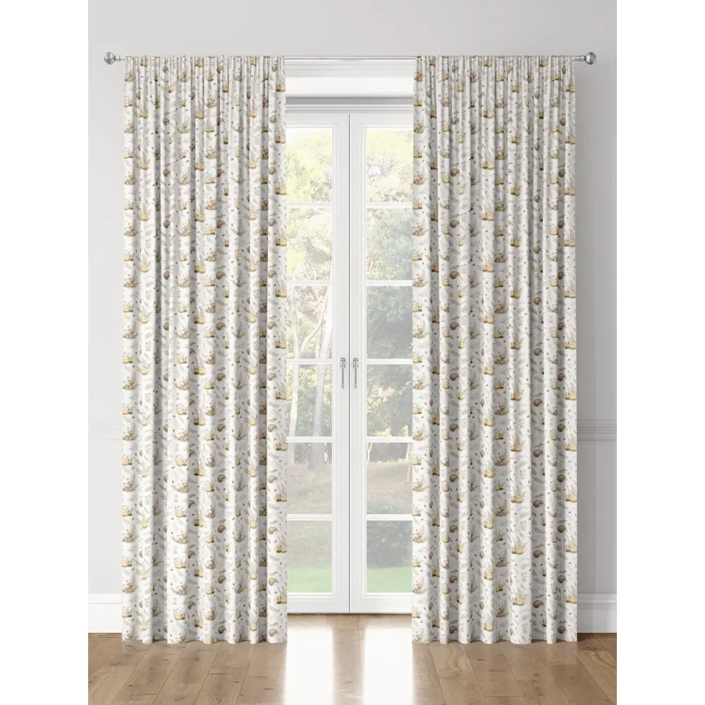 Фото 3 Комплект белых детских штор с лисятами, ежами и цветочками Decoracion #33103202, 145x275 x2 шт