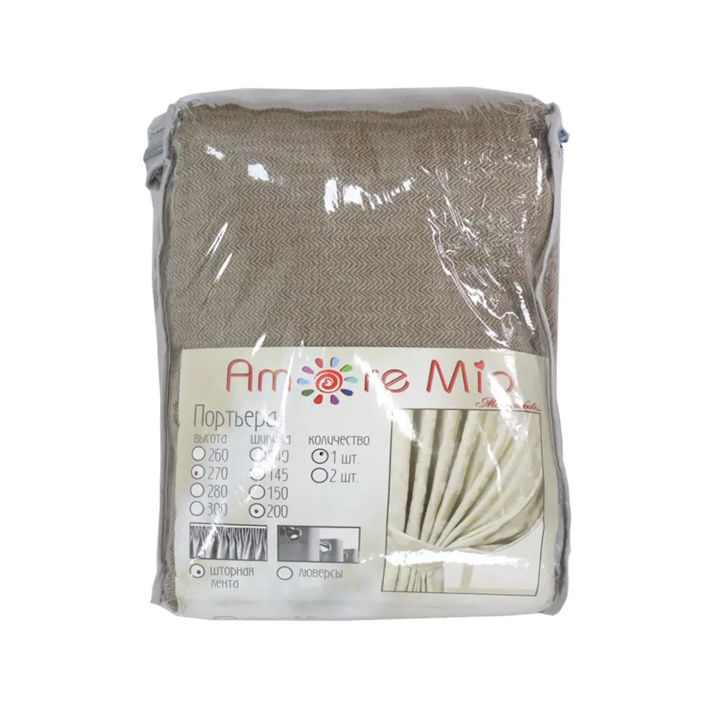 Фото Штора Amore mio RR JTH 26210 на шторной ленте 270x200 см цвет бежевый Фото Штора Amore mio RR JTH 26210 на шторной ленте 270x200 см цвет бежевый