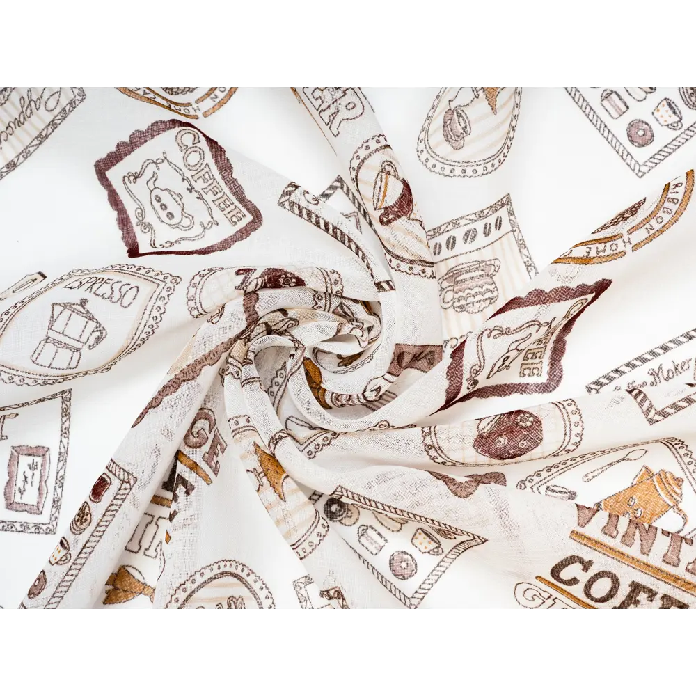 Фото 7 Тюль для кухни батист печать "coffee" 200x210 цвет бежевый/коричневый на шторной ленте Фото 7 Тюль для кухни батист печать "coffee" 200x210 цвет бежевый/коричневый на шторной ленте