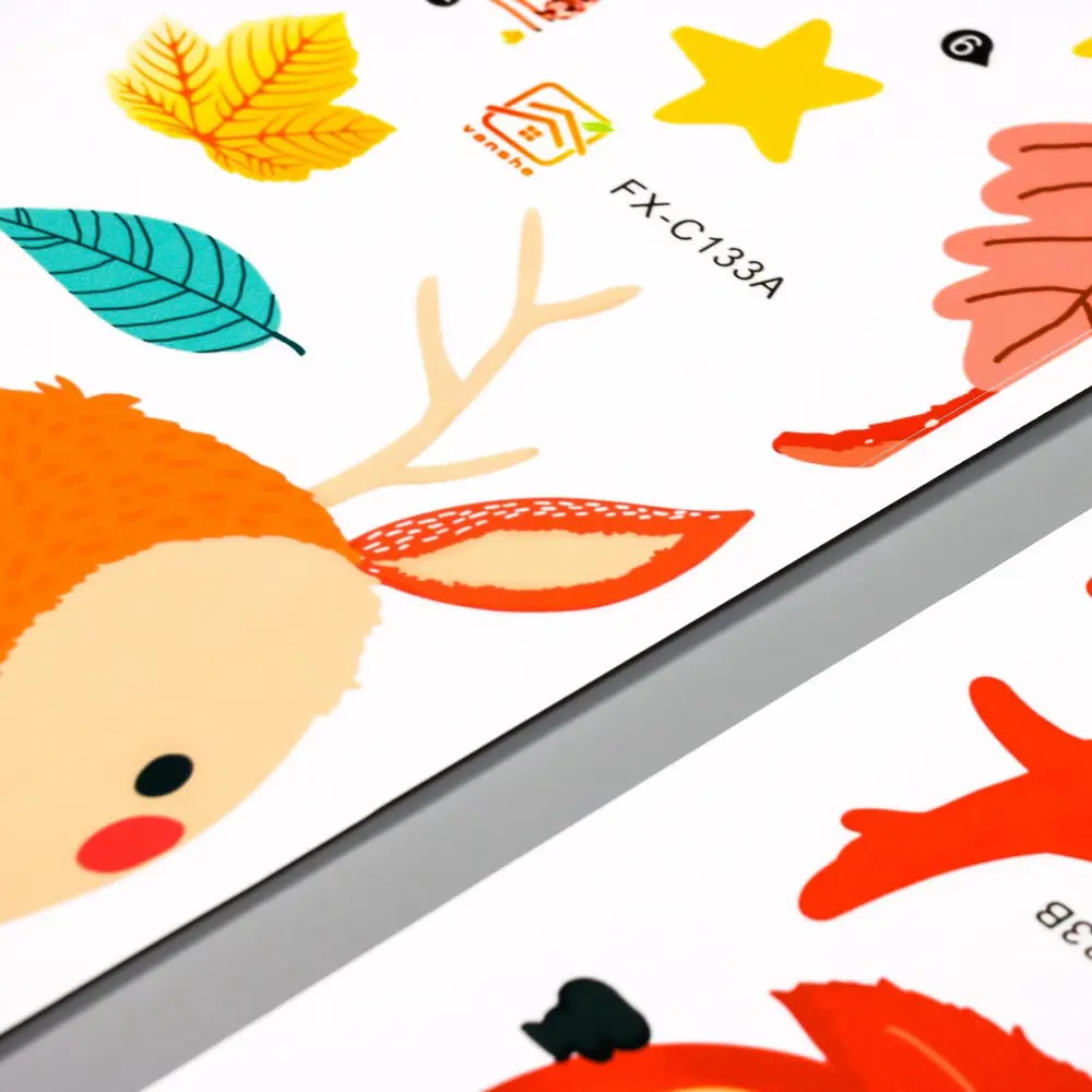 Фото 2 Наклейка интерьерная цветная "Лесные звери" 30x90 см набор 2 листа