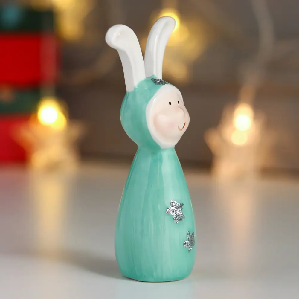 Фото 2 Сувенир Simaland "Зайка в бирюзовом со звёздочками" 11x4x6 см