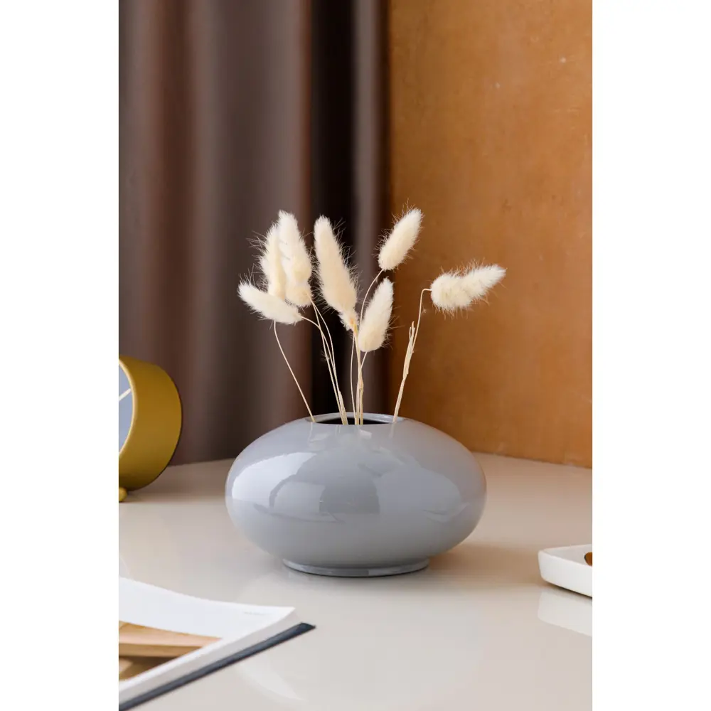 Фото Ваза керамическая "Пайетка" серая, 10 см, настольная Фото Ваза керамическая "Пайетка" серая, 10 см, настольная