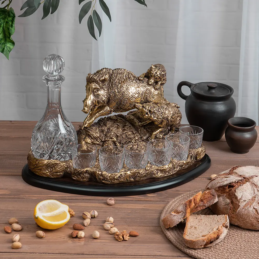 Фото 4 Питейный набор Bogacho Кабан бронзовый ручная работа
