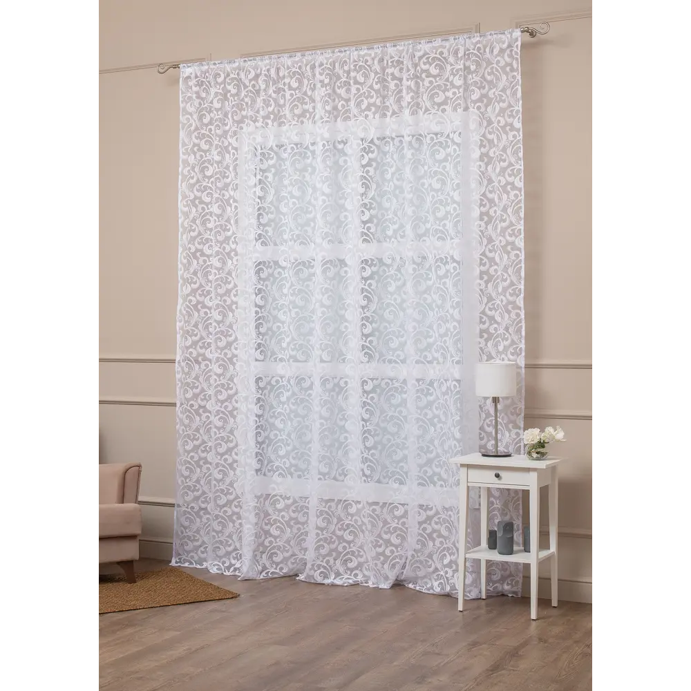 Фото Штора Amore mio RR H 4014 28517 на шторной ленте 270x300 см цвет белый