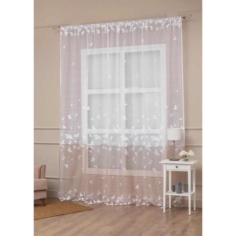 Фото Штора Тюль Amore Mio RR H 615-2D Тюль жаккардовый 3.0x2.7 1 шт цвет светло-бежевый