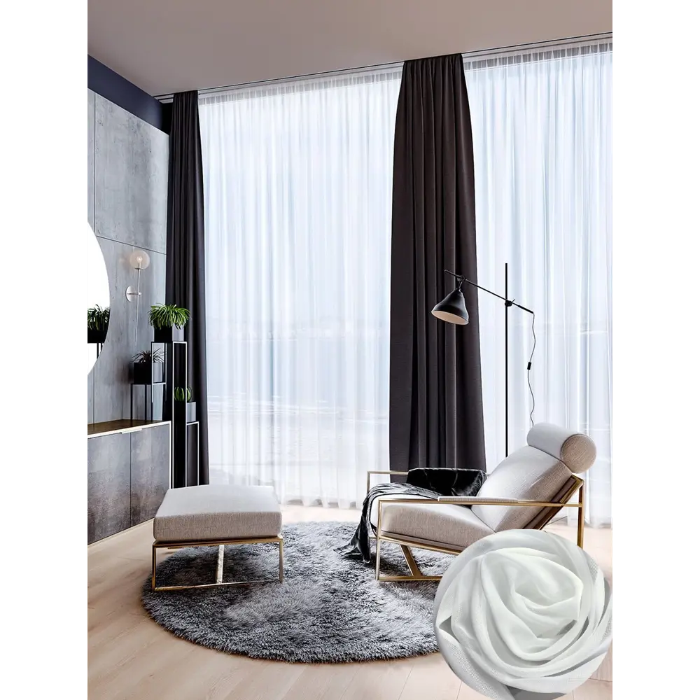 Фото Тюль Inva "Классик" с утяжелителем 290x500 цвет шампань Фото Тюль Inva "Классик" с утяжелителем 290x500 цвет шампань