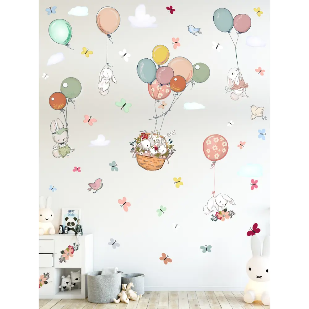 Фото Интерьерная наклейка Verol Н0001 72x132 см Зайцы на шариках