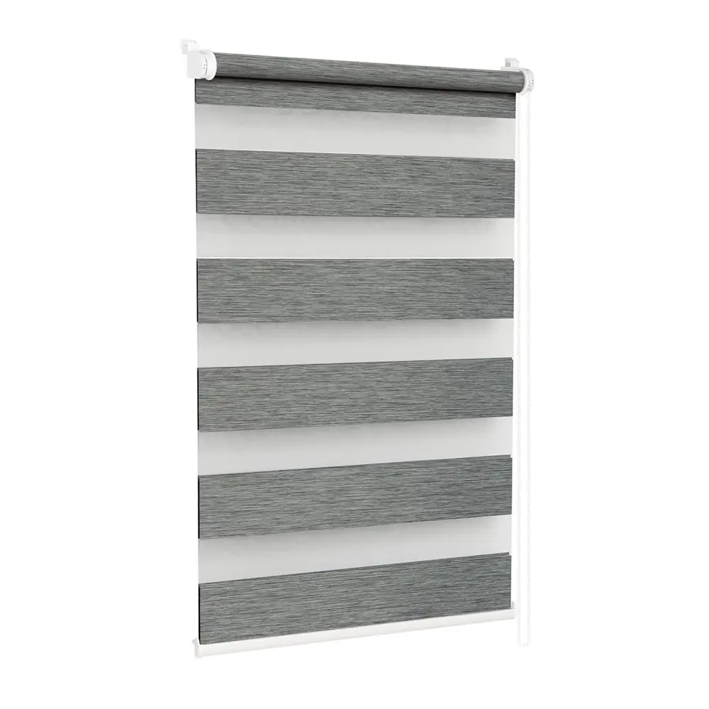 Фото Рулонная штора день-ночь с направляющими струнами Sola "Сантайм блэкаут Фаро" кварц 34x160 см