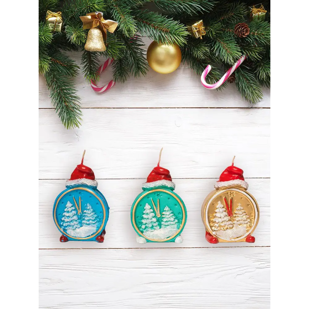 Фото Набор свечей Home Decor Новогодние часы 3 шт 6*3.5*8 см Фото Набор свечей Home Decor Новогодние часы 3 шт 6*3.5*8 см
