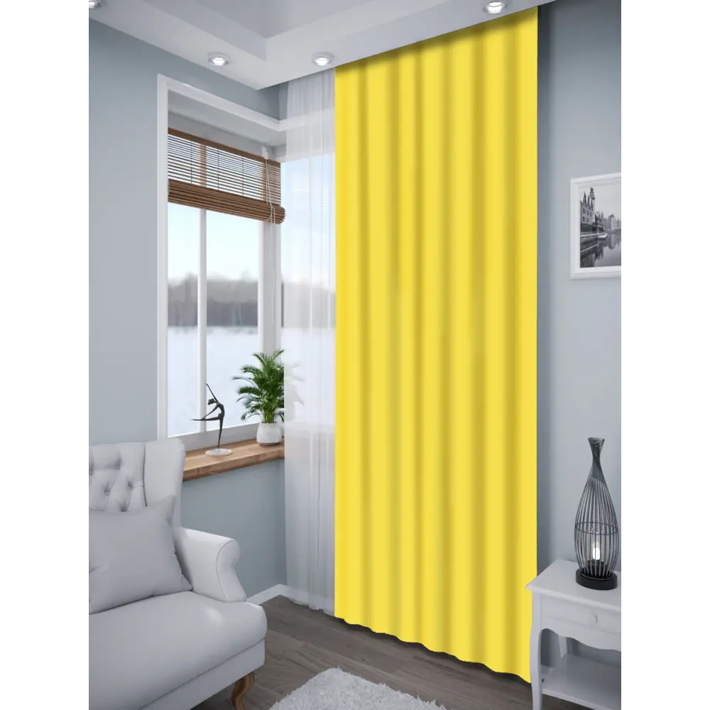 Фото Тюль Homepick ShtoryColorSingle Yellow/16695/ на шторной ленте 265x145 см, цвет желтый, рисунок цвет Фото Тюль Homepick ShtoryColorSingle Yellow/16695/ на шторной ленте 265x145 см, цвет желтый, рисунок цвет