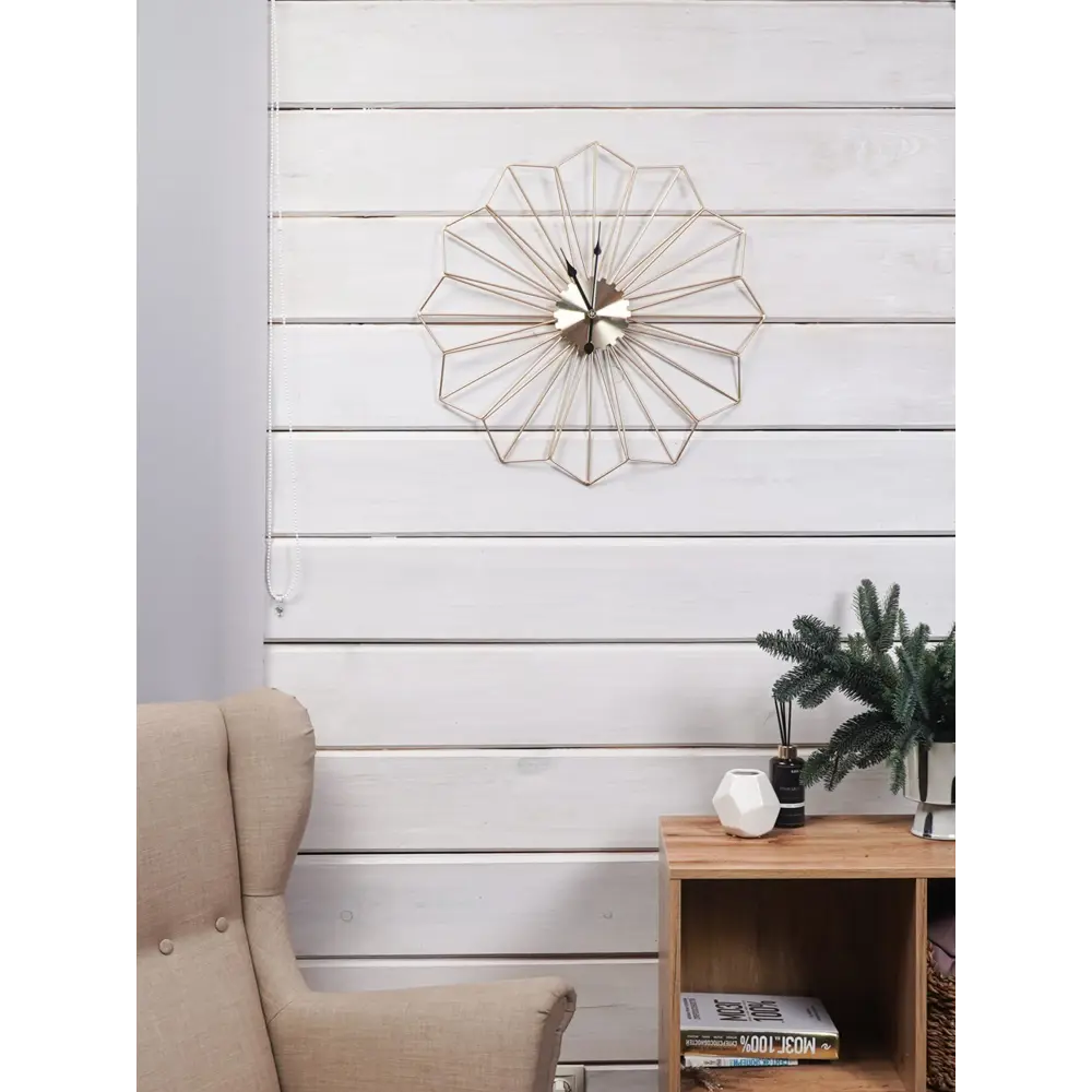 Фото 3 Часы настенные Solmax&Home в стиле Loft большие интерьерные металлические (золотой корпус без цифр) 60 см Фото 3 Часы настенные Solmax&Home в стиле Loft большие интерьерные металлические (золотой корпус без цифр) 60 см