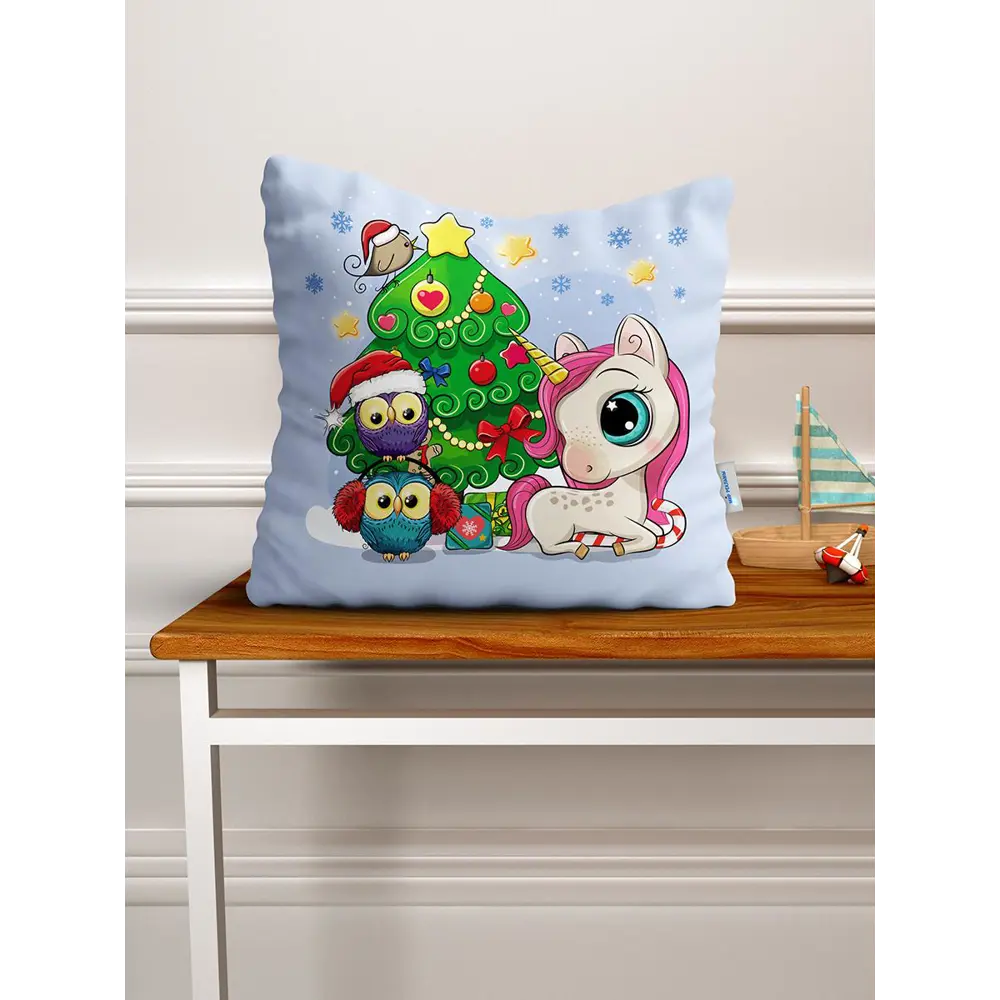 Фото Наволочка декоративная Homepick из флиса 40x40 см UnicornChristmasTree 1947