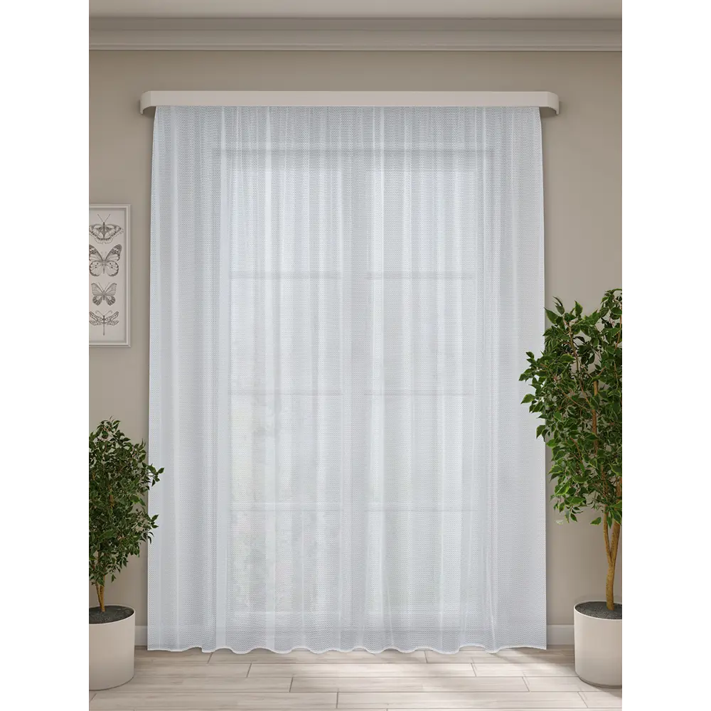 Фото Тюль на шторной ленте Сетка 300x270 см цвет белый