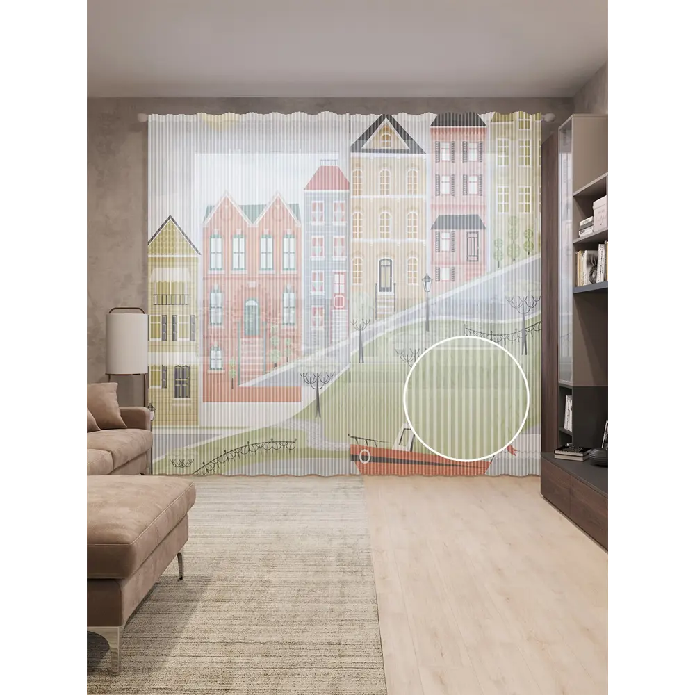 Фото Тюль Joyarty на шторной ленте для кухни Детское Воспоминание 155x265 см цвет коричневый