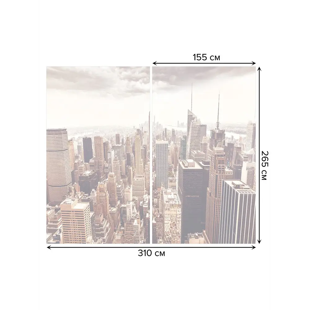 Фото 2 Тюль Joyarty на шторной ленте для кухни Городская Панорама 155x265 см цвет коричневый