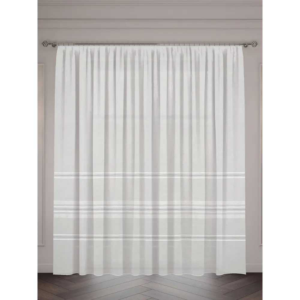 Фото Тюль на шторной ленте для кухни Русса 300x270 см цвет бежевый Фото Тюль на шторной ленте для кухни Русса 300x270 см цвет бежевый