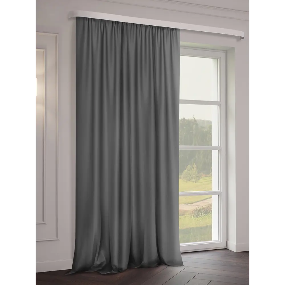 Фото 5 Штора на шторной ленте блэкаут 200x260 см цвет серый Фото 5 Штора на шторной ленте блэкаут 200x260 см цвет серый