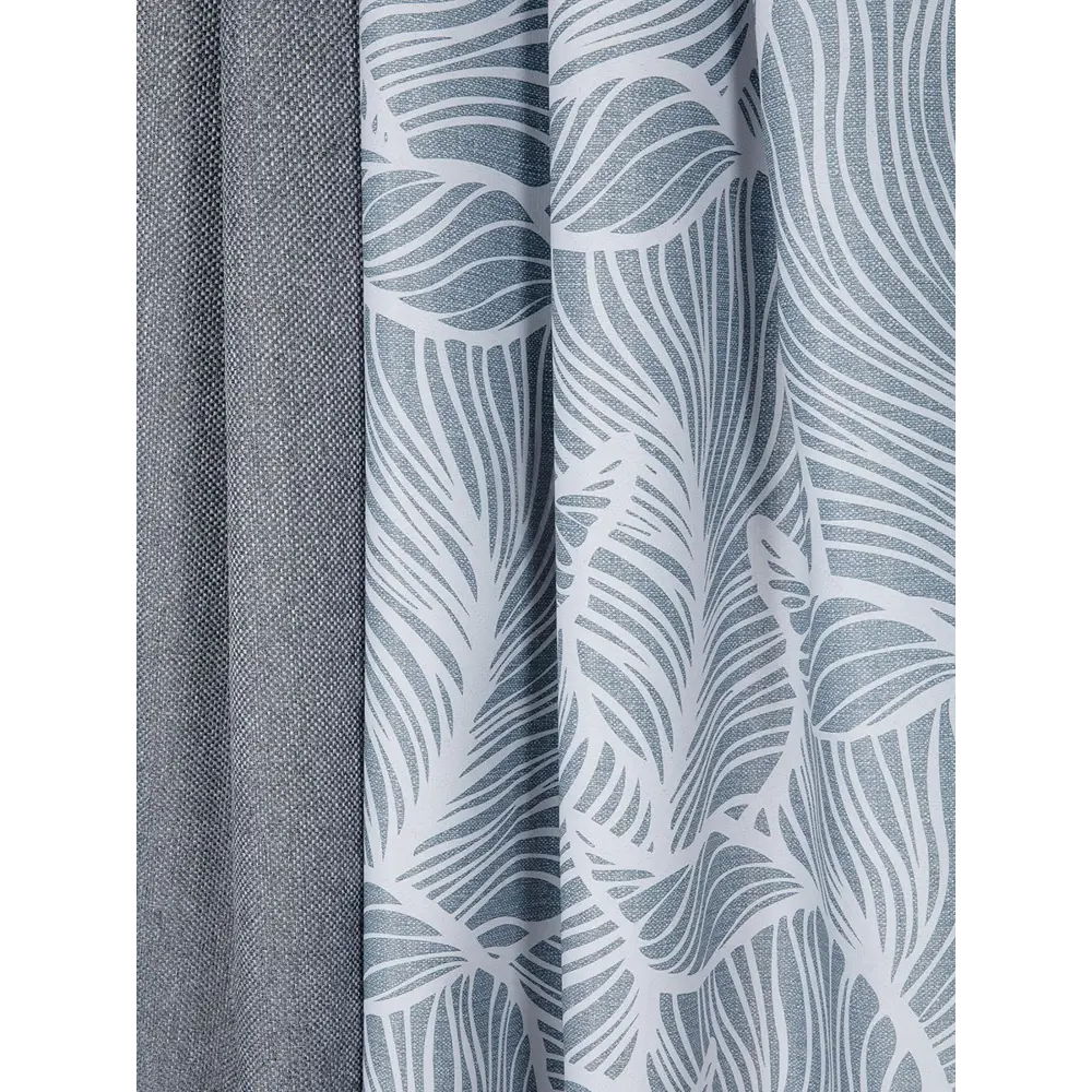 Фото Штора на шторной ленте Листья 200x270 см цвет серый
