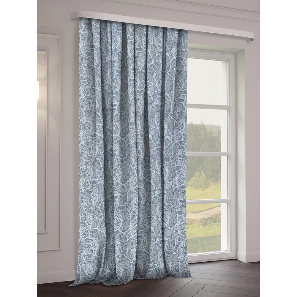 Фото 4 Штора на шторной ленте Листья 200x270 см цвет серый