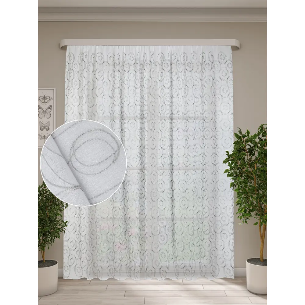 Фото Тюль на шторной ленте Карини 300x260 см цвет белый