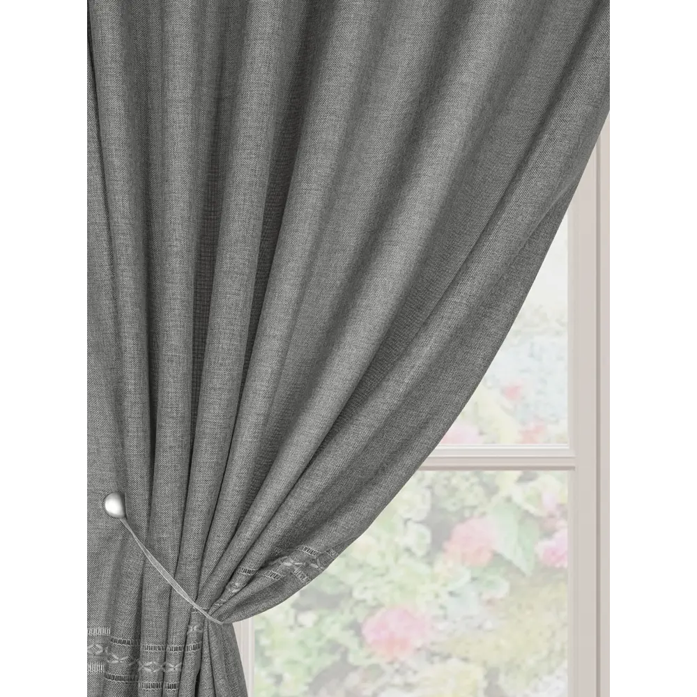 Фото 7 Штора на шторной ленте Берта 200x270 см цвет серый Фото 7 Штора на шторной ленте Берта 200x270 см цвет серый